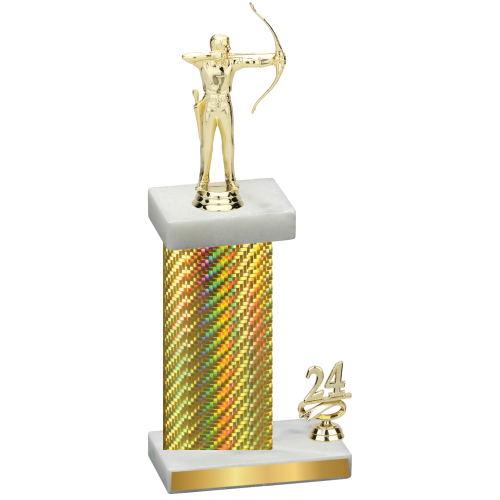 Accented Single Gold Carbon Fiber Year Archery Trophy