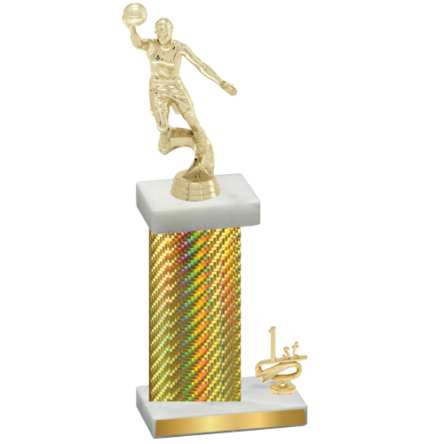 Accented Single Gold Carbon Fiber First Place Basketball Trophy