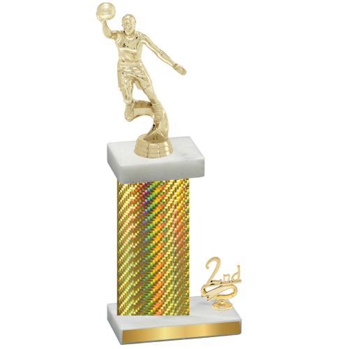 Accented Single Gold Carbon Fiber Second Place Basketball Trophy