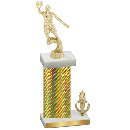 Accented Single Gold Carbon Fiber Victory Basketball Trophy