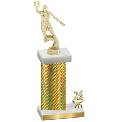 Accented Single Gold Carbon Fiber Year Basketball Trophy