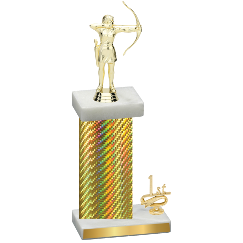 Accented Single Gold Carbon Fiber First Place Archery Trophy