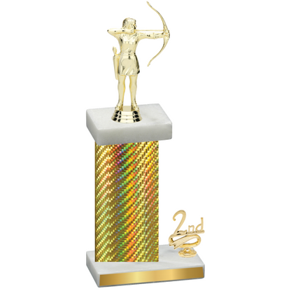 Accented Single Gold Carbon Fiber Second Place Archery Trophy