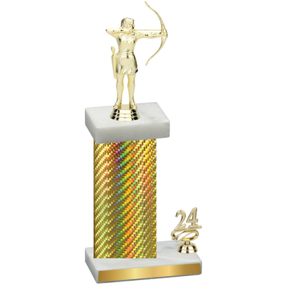 Accented Single Gold Carbon Fiber Year Archery Trophy