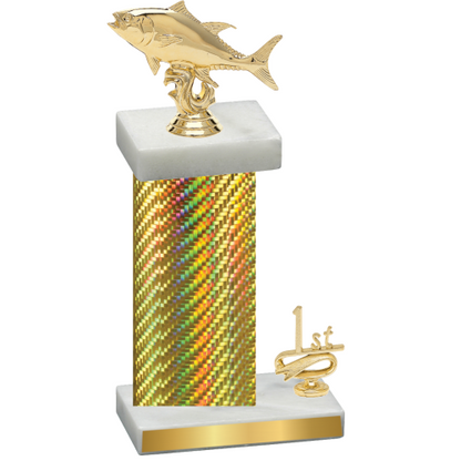 Accented Single Gold Carbon Fiber First Place Fishing Trophy