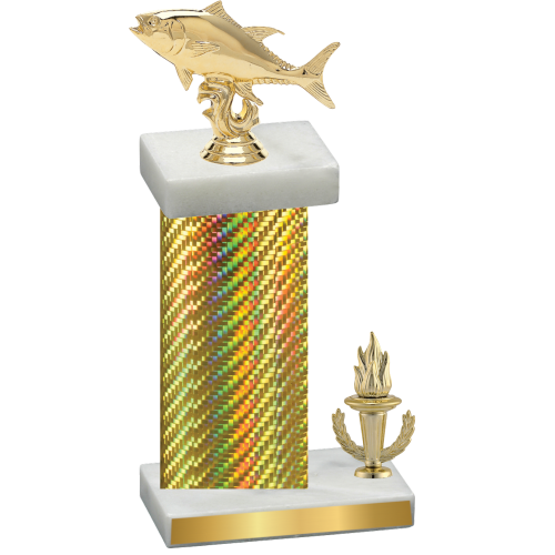 Accented Single Gold Carbon Fiber Victory Fishing Trophy
