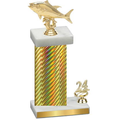 Accented Single Gold Carbon Fiber Year Fishing Trophy