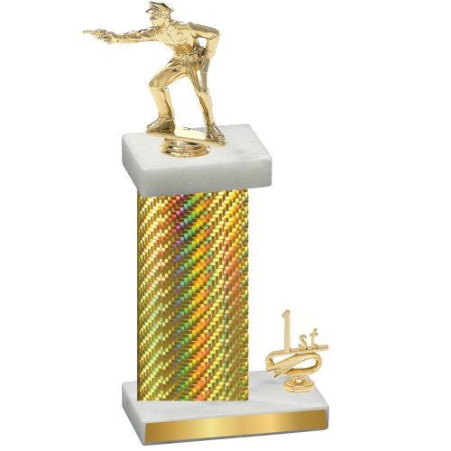 Accented Single Gold Carbon Fiber First Place Shooter Trophy