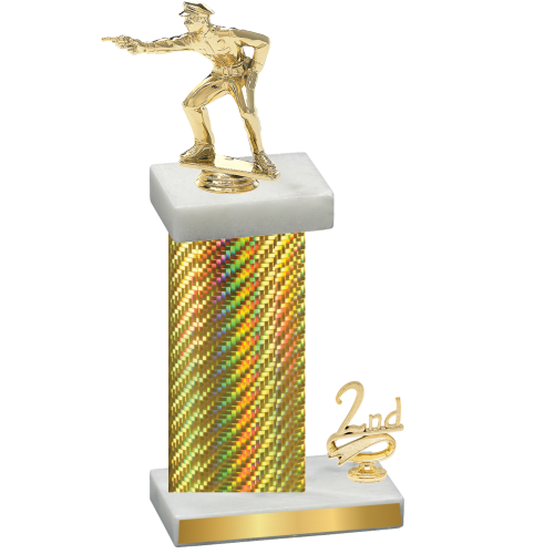 Accented Single Gold Carbon Fiber Second Place Shooter Trophy