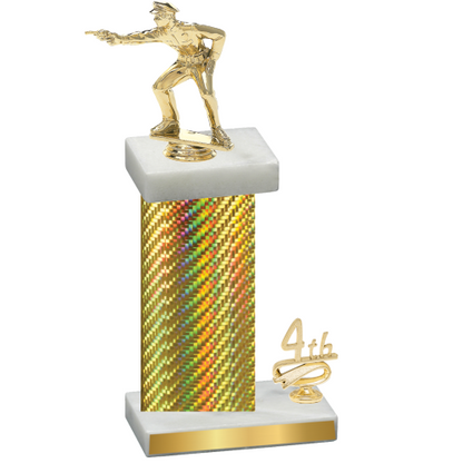 Accented Single Gold Carbon Fiber Fourth Place Shooter Trophy