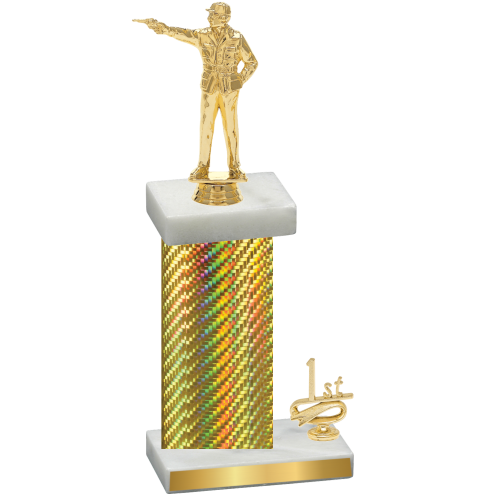 Accented Single Gold Carbon Fiber First Place Shooter Trophy