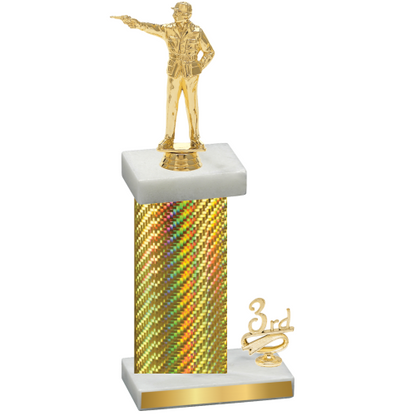 Accented Single Gold Carbon Fiber Third Place Shooter Trophy