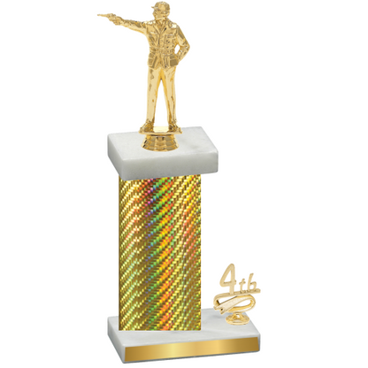 Accented Single Gold Carbon Fiber Fourth Place Shooter Trophy