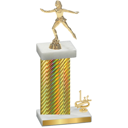 Accented Single Gold Carbon Fiber First Place Skater Trophy