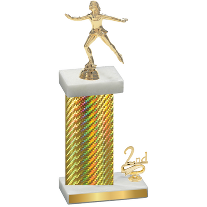 Accented Single Gold Carbon Fiber Second Place Skater Trophy