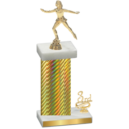 Accented Single Gold Carbon Fiber Third Place Skater Trophy