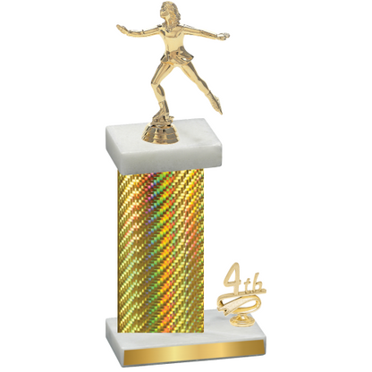Accented Single Gold Carbon Fiber Fourth Place Skater Trophy