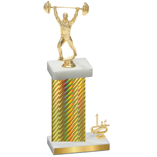 Accented Single Gold Carbon Fiber First Place Weights Trophy