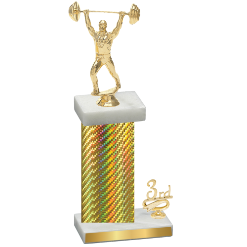 Accented Single Gold Carbon Fiber Third Place Weights Trophy