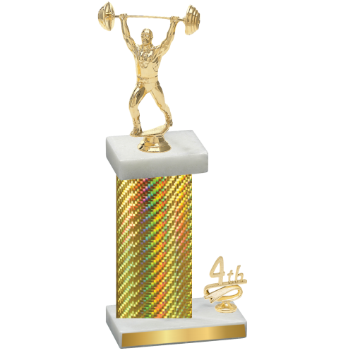 Accented Single Gold Carbon Fiber Fourth Place Weights Trophy