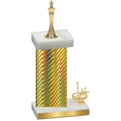 Accented Single Gold Carbon Fiber First Place Chess Trophy