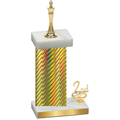 Accented Single Gold Carbon Fiber Second Place Chess Trophy