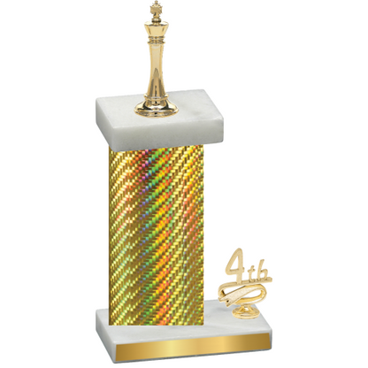 Accented Single Gold Carbon Fiber Fourth Place Chess Trophy