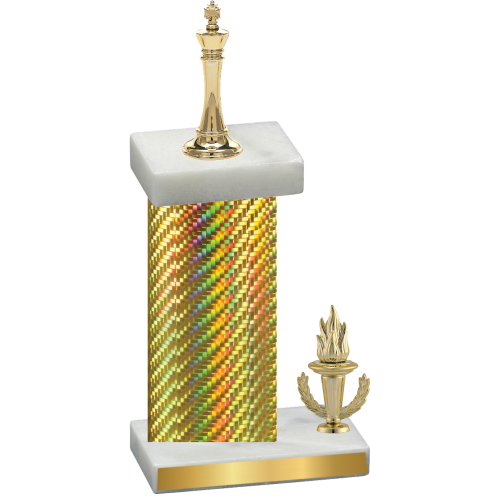 Accented Single Gold Carbon Fiber Victory Chess Trophy