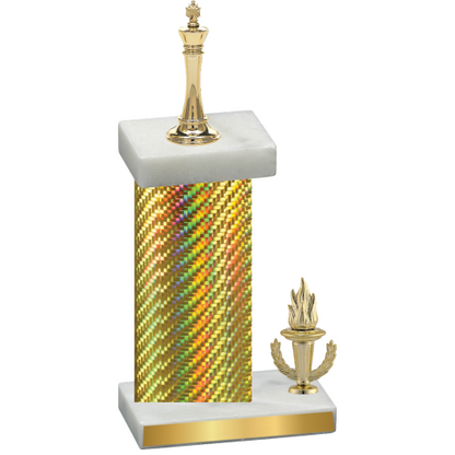 Accented Single Gold Carbon Fiber Victory Chess Trophy