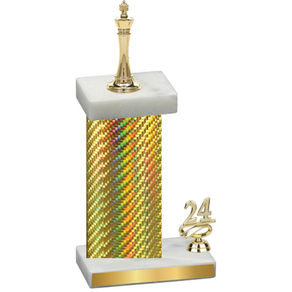 Accented Single Gold Carbon Fiber Year Chess Trophy