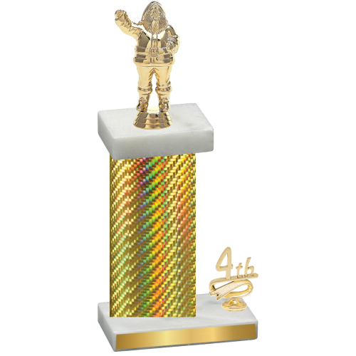 Accented Single Gold Carbon Fiber Fourth Place Holiday Trophy