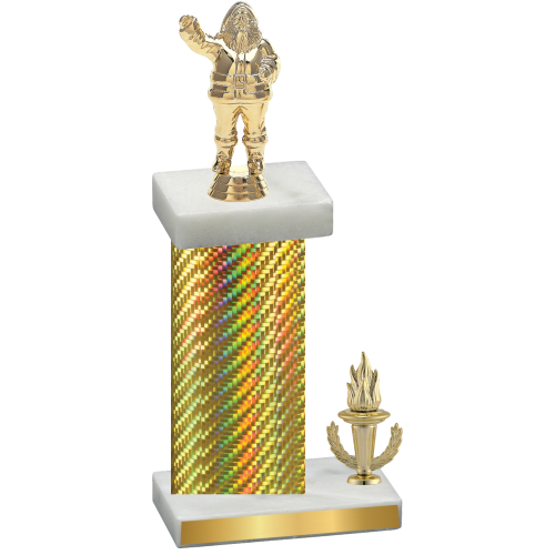 Accented Single Gold Carbon Fiber Victory Holiday Trophy