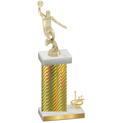 Accented Single Gold Carbon Fiber First Place Basketball Trophy