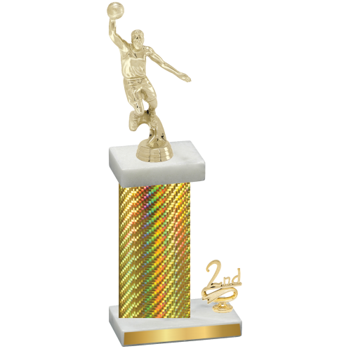 Accented Single Gold Carbon Fiber Second Place Basketball Trophy