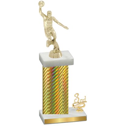 Accented Single Gold Carbon Fiber Third Place Basketball Trophy