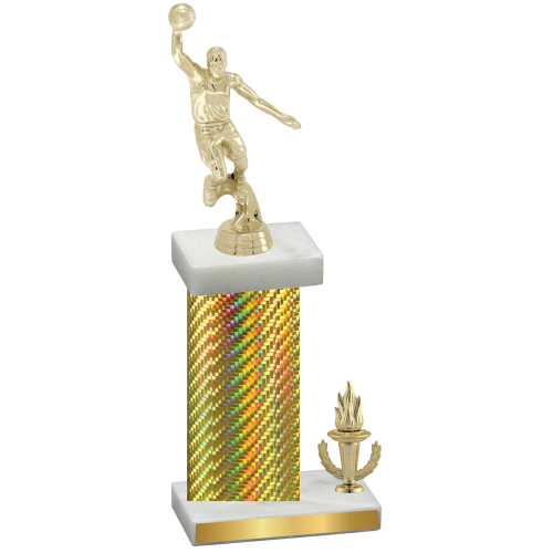 Accented Single Gold Carbon Fiber Victory Basketball Trophy