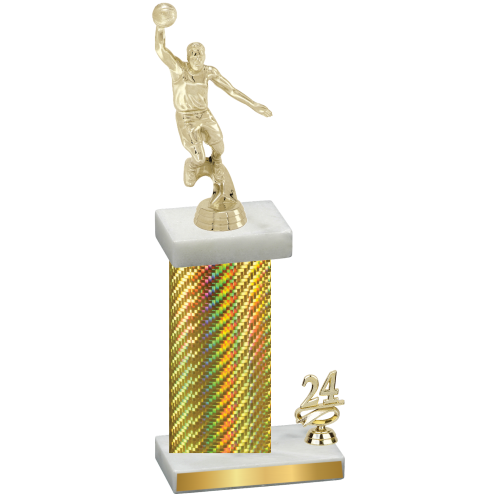 Accented Single Gold Carbon Fiber Year Basketball Trophy