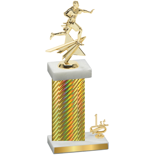 Accented Single Gold Carbon Fiber First Place Flag Football Trophy