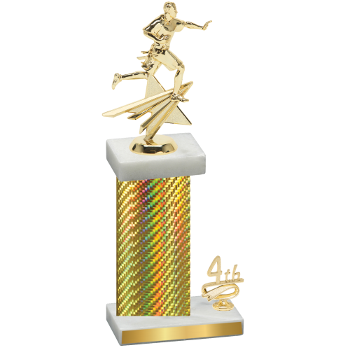 Accented Single Gold Carbon Fiber Fourth Place Flag Football Trophy