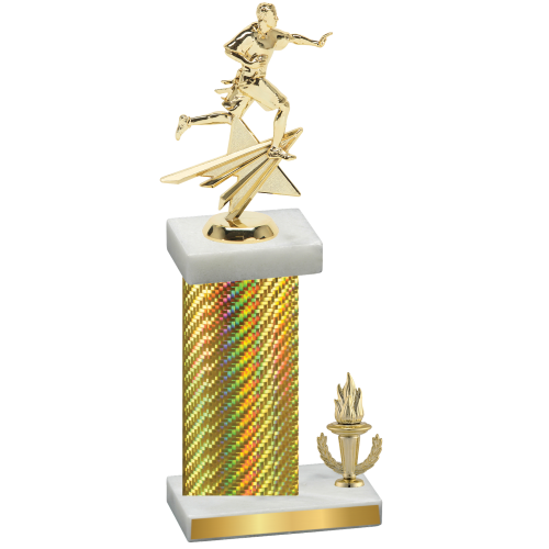 Accented Single Gold Carbon Fiber Victory Flag Football Trophy