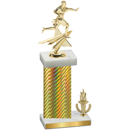 Accented Single Gold Carbon Fiber Victory Flag Football Trophy