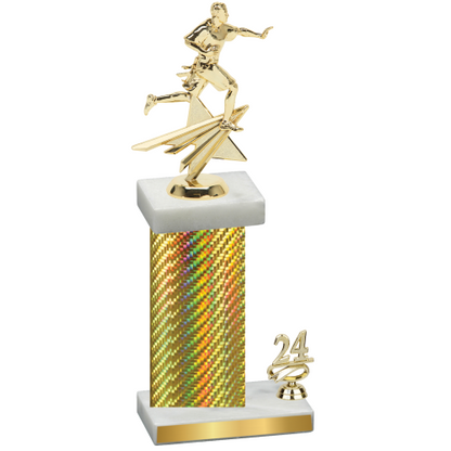 Accented Single Gold Carbon Fiber Year Flag Football Trophy