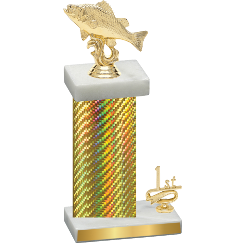 Accented Single Gold Carbon Fiber First Place Fishing Trophy