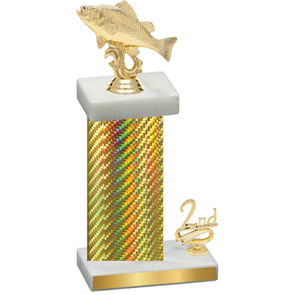 Accented Single Gold Carbon Fiber Second Place Fishing Trophy