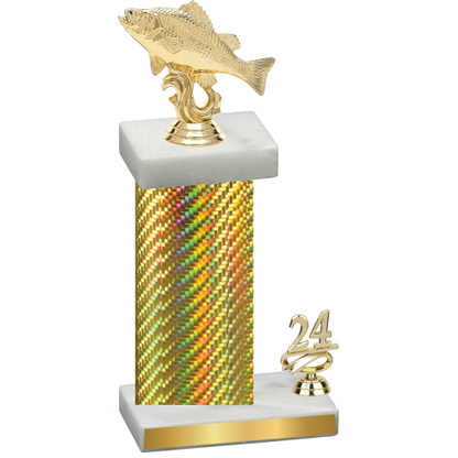 Accented Single Gold Carbon Fiber Year Fishing Trophy