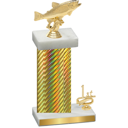 Accented Single Gold Carbon Fiber First Place Fishing Trophy