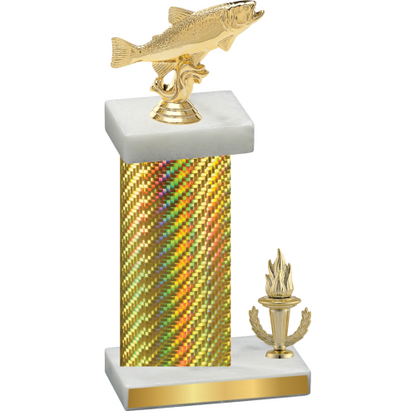 Accented Single Gold Carbon Fiber Victory Fishing Trophy