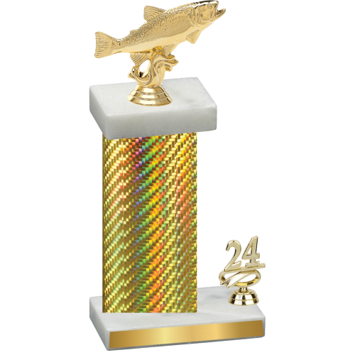 Accented Single Gold Carbon Fiber Year Fishing Trophy