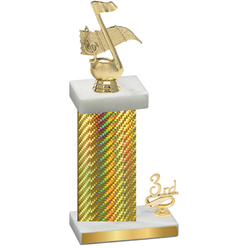 Accented Single Gold Carbon Fiber Third Place Music Trophy