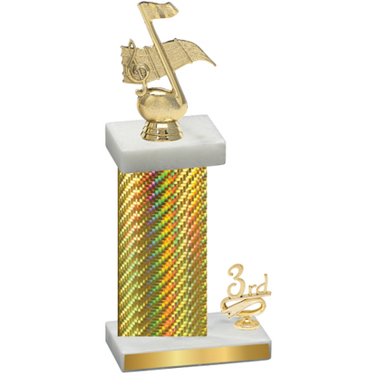 Accented Single Gold Carbon Fiber Third Place Music Trophy